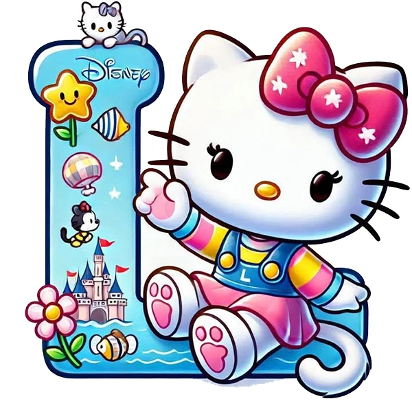 استیکر پارچه و لباس پاد آفرین طرح بچگانه کیتی و حرف L کد 4125