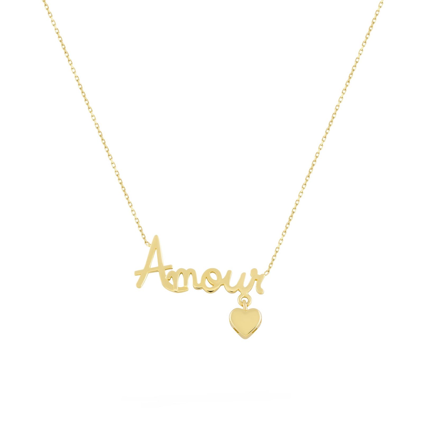 گردنبند طلا 18 عیار زنانه طلا و جواهر درریس مدل آمور با آویز قلب تو پر -  - 1