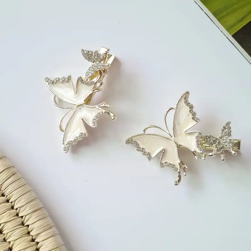 گیره مو زنانه مدل پروانه صدفی نگین دار پنسی کد brg871