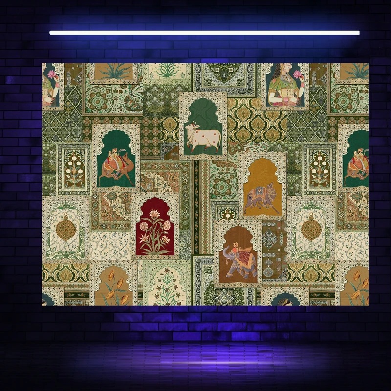 پوستر پارچه ای مدل بک دراپ بلک لایت فرش سنتی کد GR1438