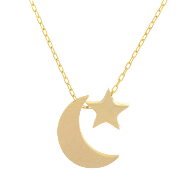 گردنبند طلا 18 عیار زنانه طلای مستجابی مدل ماه و ستاره کد 02