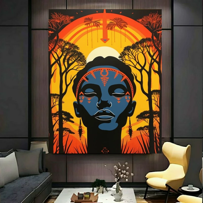 تابلو بوم طرح مخمل مدیتیشن و طبیعت مدل آفریقایی کد PY545