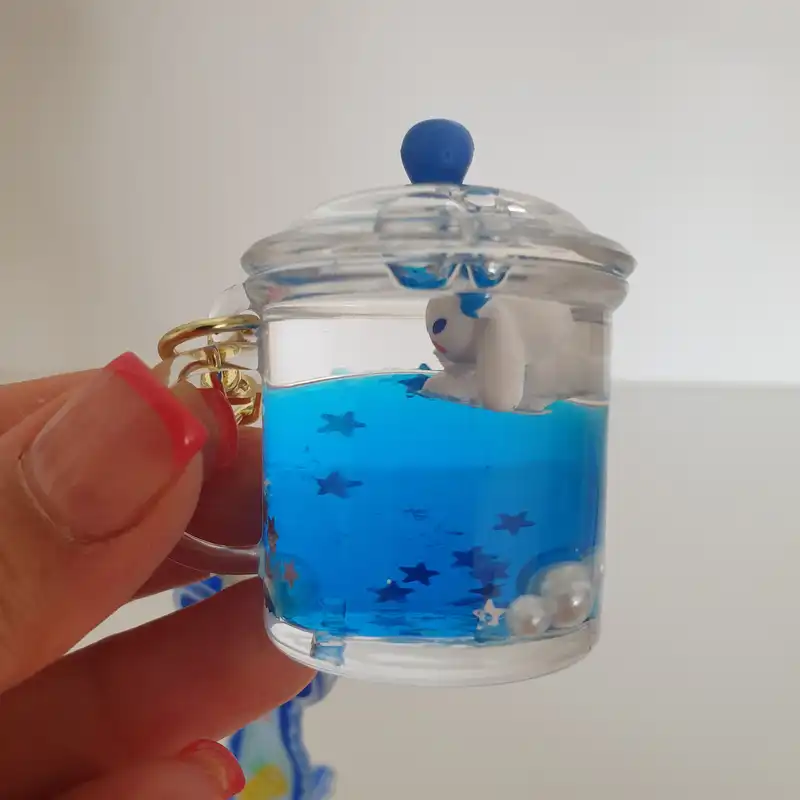 جاکلیدی مدل سیلیکونی آکواریومی طرح لیوان و خرگوش کد DB20