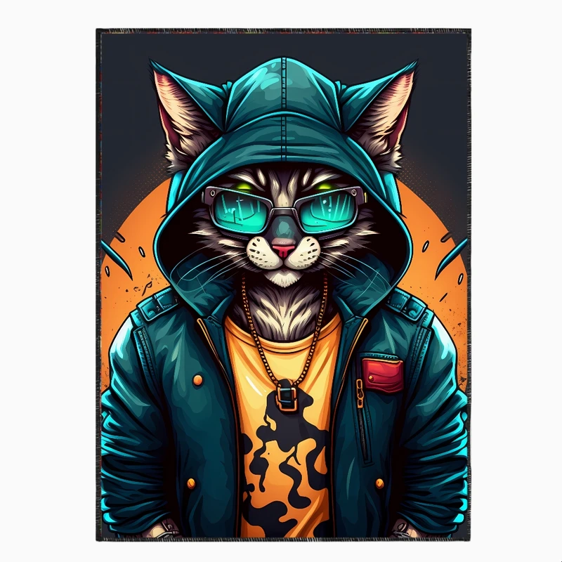 فرش پارچه‌ای مدل فرشینه طرح گربه شیک کد PY193