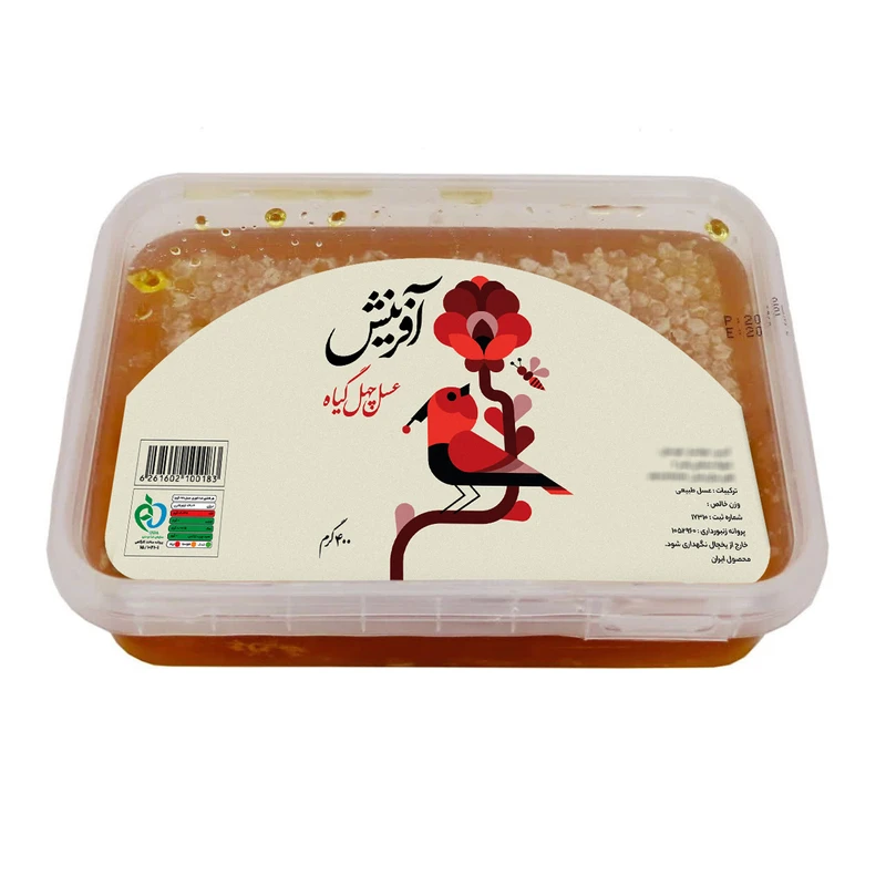 	 عسل طبیعی چند گیاه با موم آفرینش - 400 گرم