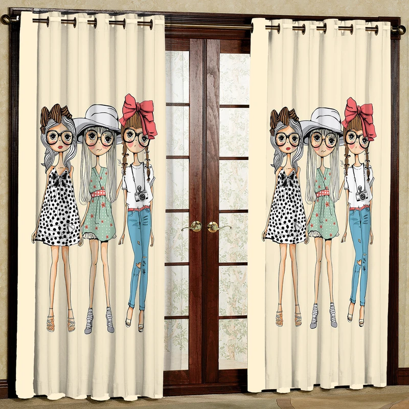 پرده مدل مخمل پانچی طرح کودک کد 1227T2 سایز 200x140 سانتی متر