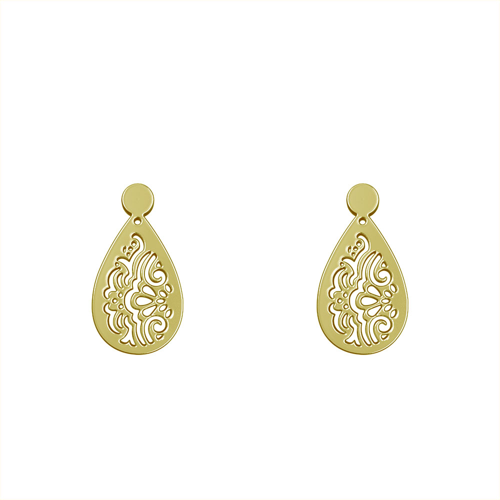 گوشواره طلا 18 عیار زنانه مدوپد مدل هندسی کد GA1-14185