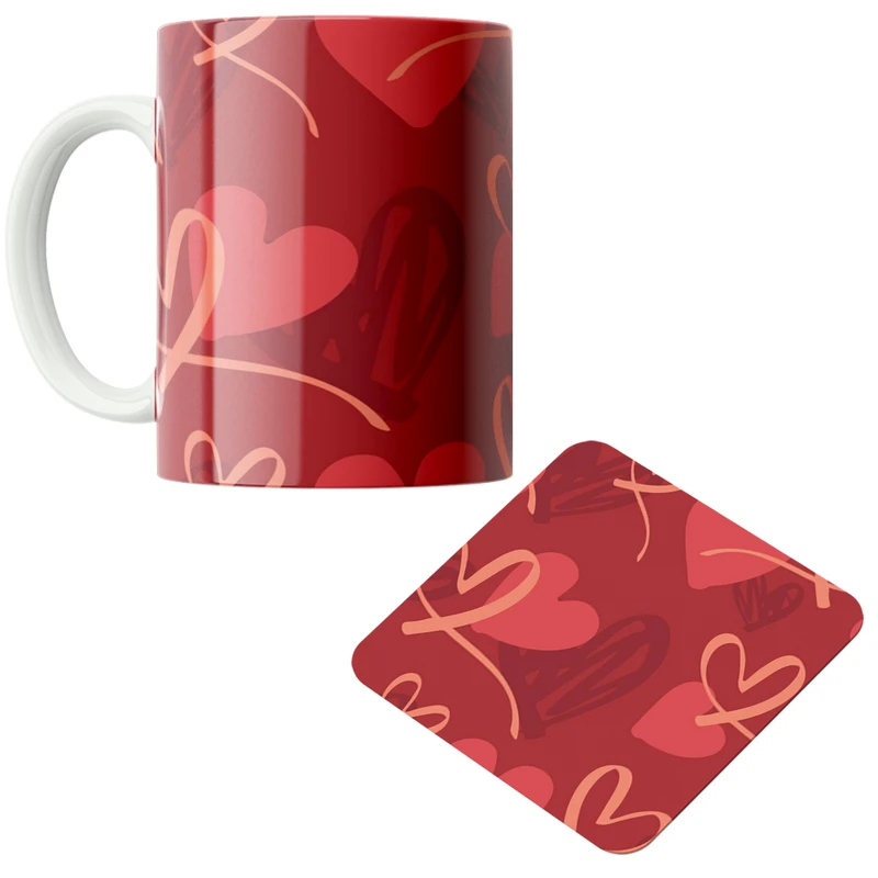 ماگ پاد آفرین مدل قلبی کد DKC551 به همراه زیر لیوانی