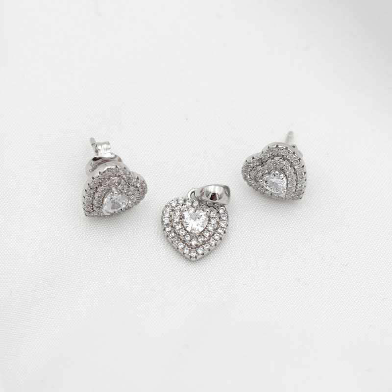 نیم ست نقره زنانه مدل قلب کد SHS-05