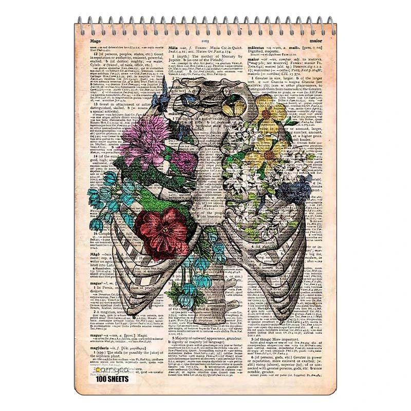 دفتر شطرنجی 100 برگ کارنیکا طرح روزنامه وینتج قفسه سینه Vintage Newspaper Chest Anatomy کد 26376