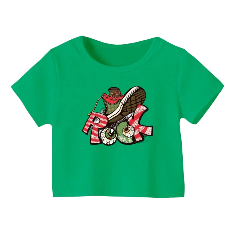 کراپ‌ تی‌شرت آستین کوتاه زنانه مدل کتونی کد ۲