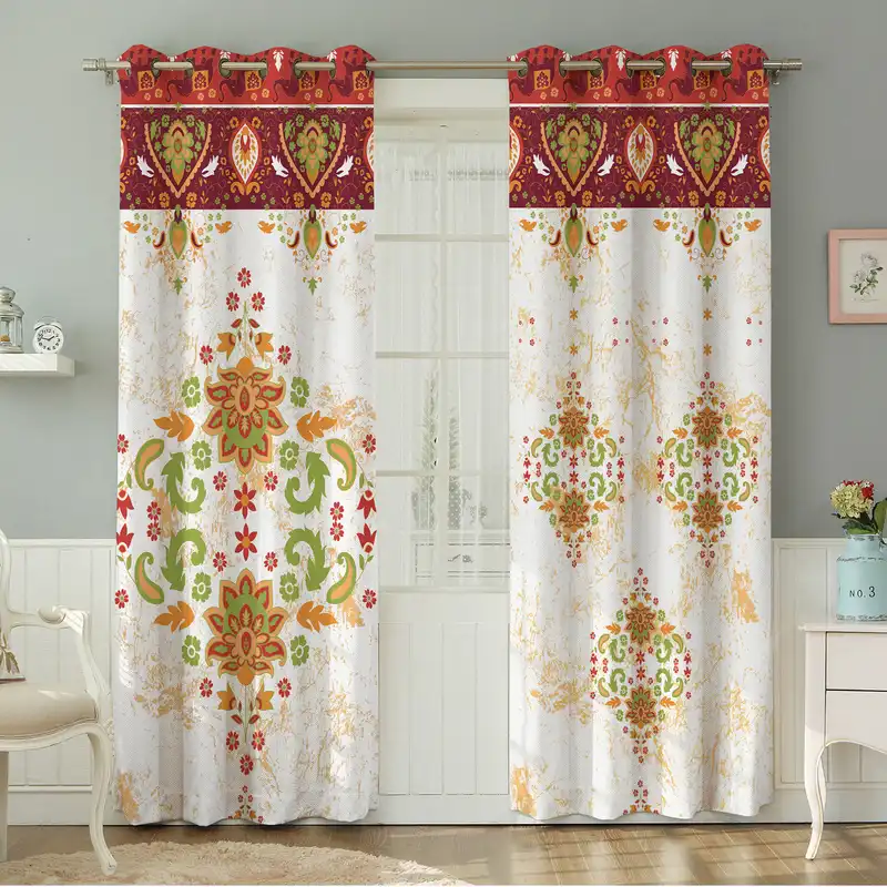 پرده نیروانا طرح سنتی مدل مخمل کد 4724 سایز 140×280 سانتی متر