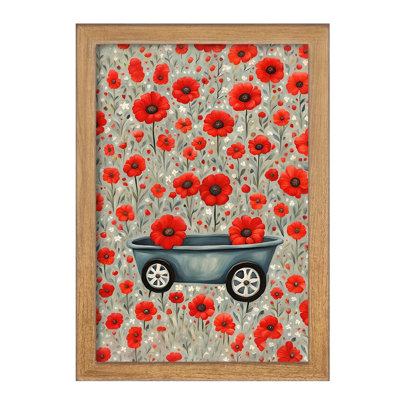 تابلو خندالو مدل کلاسکه گل قرمز کد F2979