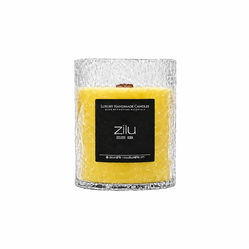 شمع لیوانی معطر زیلو مدل تَرَک با رایحه لیمو زمان اتمام 50 ساعت