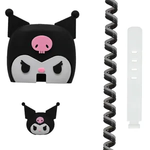 محافظ کابل وال کیس قاب شیک طرح کرومی به همراه محافظ شارژر دیواری مجموعه 4 عددی