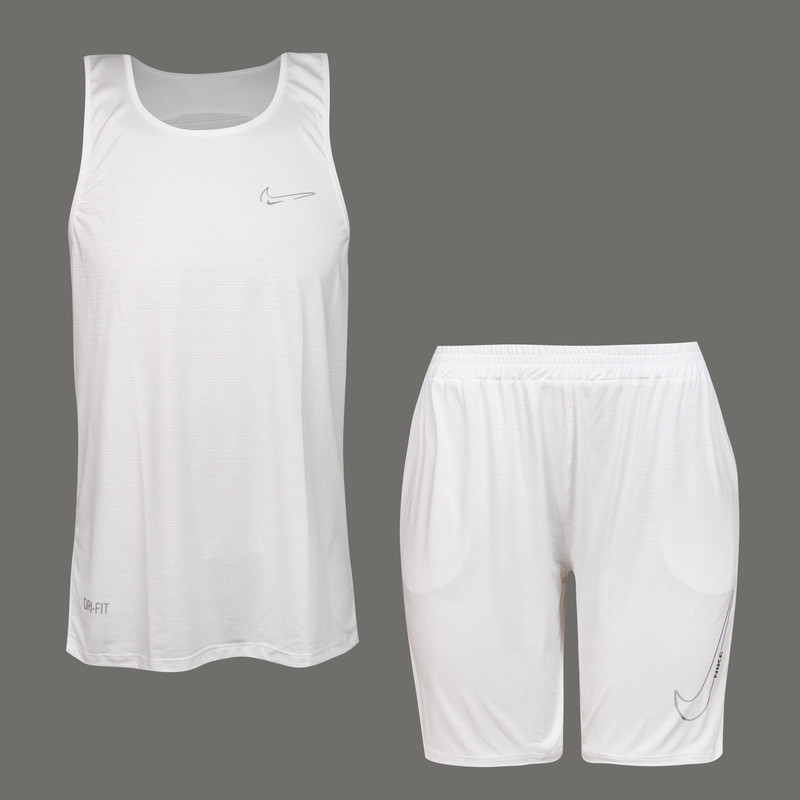 ست تاپ و شلوارک ورزشی مردانه مدل 5225-683P رنگ سفید