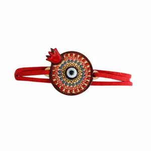 دستبند دخترانه مدل چرمی طرح هندوانه چشم نظر کد 5
