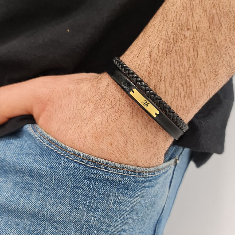 دستبند طلا 18 عیار مردانه لیردا مدل اسم علی کد ZXC 259 -  - 2