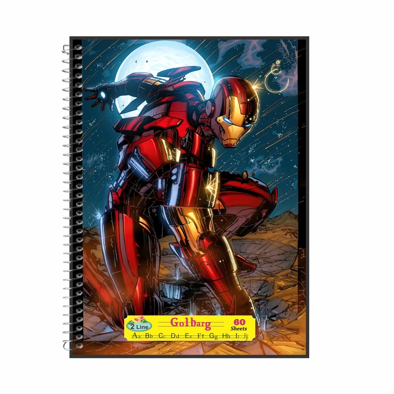 دفتر زبان 60 برگ گلبرگ طرح پسر آهنی کد 60678