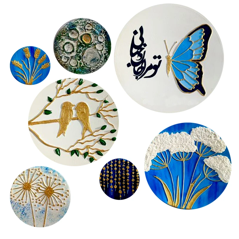 بشقاب دیوارکوب سفالی مدل Y_29 مجموعه 7 عددی