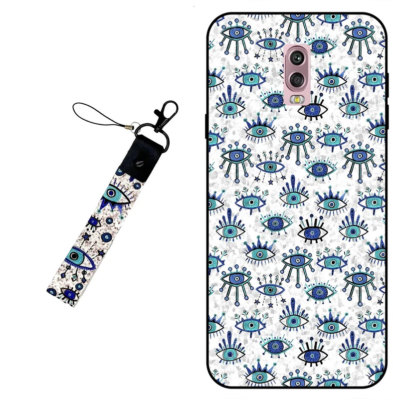 کاور مگافون طرح چشم نظر مدل 6464 مناسب برای گوشی موبایل سامسونگ Galaxy C8 / C7 2017 به همراه بند