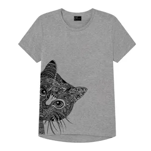 تی شرت دخترانه مدل پیشی کد J20 رنگ طوسی