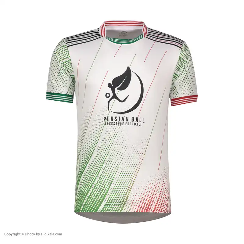 ست تی شرت و شلوارک ورزشی مردانه پرشین بال مدل فوتبال فری استایل رنگ سفید