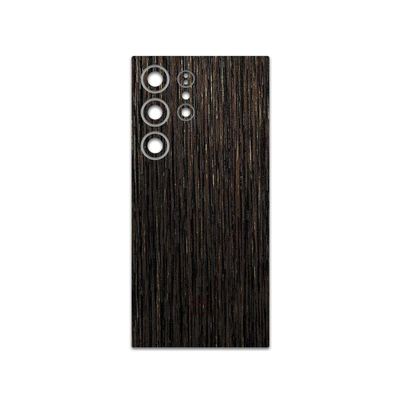 برچسب پوششی ماهوت مدل Dark-Gold-Stripes-Wood مناسب برای گوشی موبایل سامسونگ Galaxy S24 Ultra