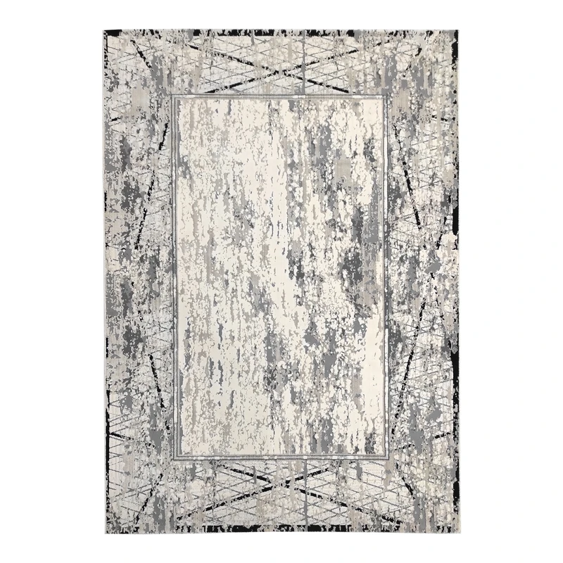 فرش ماشینی 420 شانه زمینه کرم حاشیه طوسی مدل 35