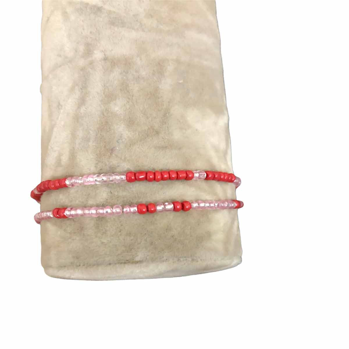 دستبند دخترانه مدل منجوق ملیله ای مرواریدی کد 536375 مجموعه 2 عددی