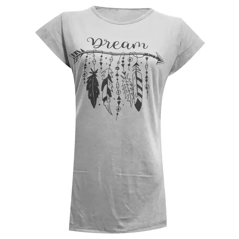 تی شرت آستین کوتاه زنانه مدل تیر و پر سرخپوستی کد tm-1923 رنگ سفید