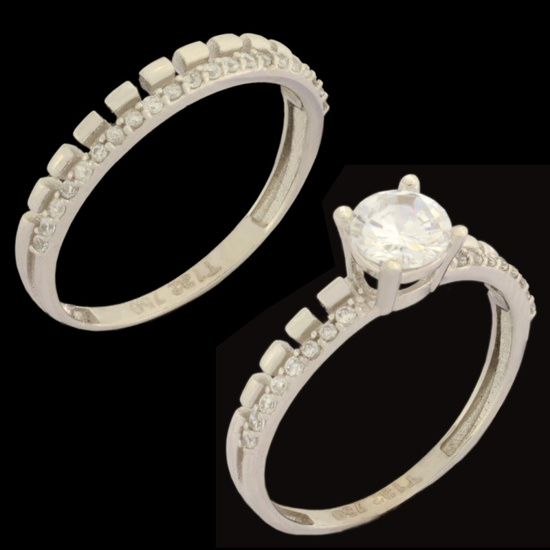 حلقه طلا 18 عیار زنانه طلای مستجابی  کد 6703 مجموعه 2 عددی