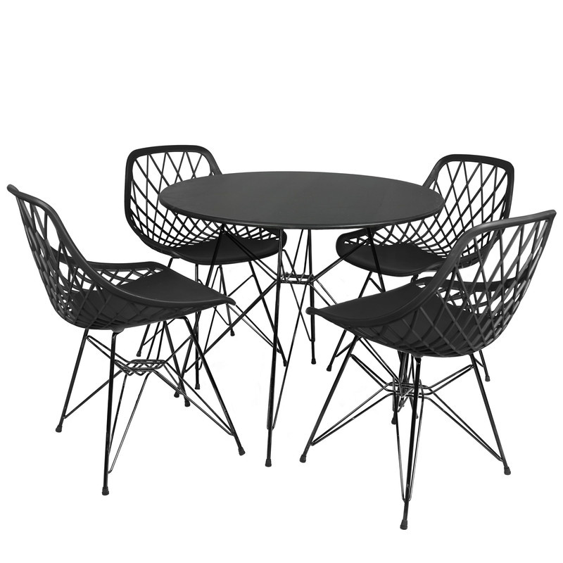 میز و صندلی ناهارخوری چهار نفره مدل الماس فایبرگلاس پایه فلزی GM