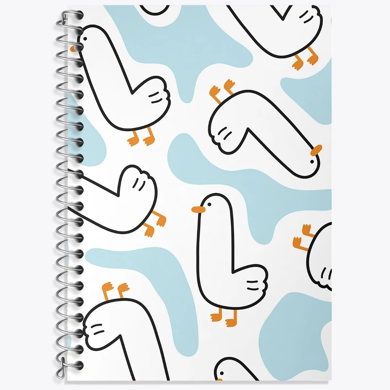 دفتر زبان 50 برگ خندالو مدل سه خط طرح پترن اردک کد N945