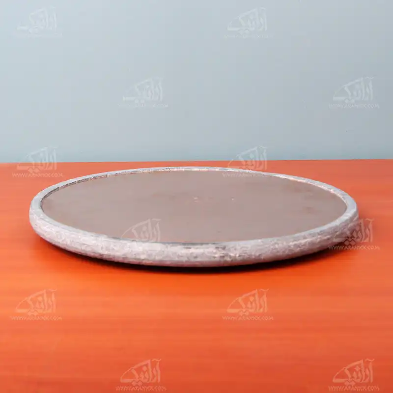 ‎تخته سرو‎ ‎آرانیک گرد‏ سنگی‏ تزئین با مس‏ ‏‏رنگ ‏خاکستری‏ طرح ‏ساده‏ مدل 1009600007