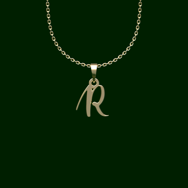 گردنبند طلا 18 عیار زنانه مدوپد مدل حرف r کد QQ2-1-1033