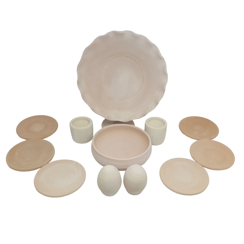 ست 12 تکه هفت سین سفالی خام مدل گرد کد H1035