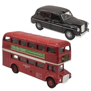 کیت ماشین بازی ناب سل مدل اتوبوس و تاکسی لندن فلزی مجموعه 2 عددی LONDON BUS & TAXINAAB0022 