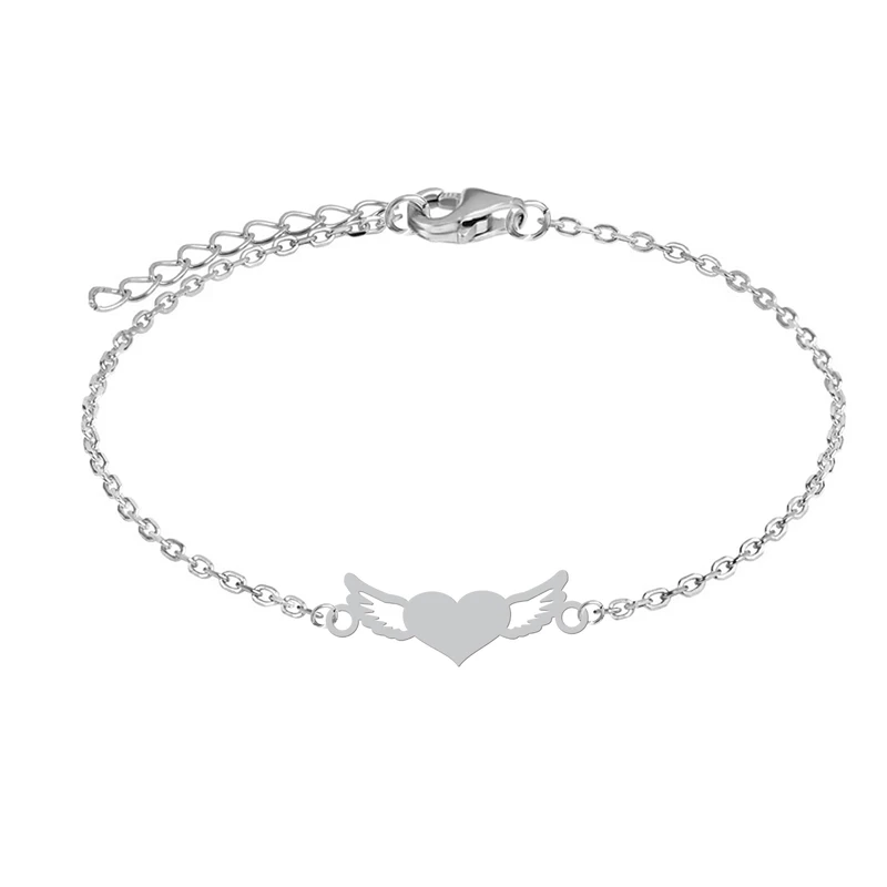 دستبند زنجیری زنانه هایکا مدل قلب بالدار کد zd.ha 226