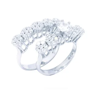 انگشتر نقره زنانه مدل Flower-022 مجموعه 2 عددی