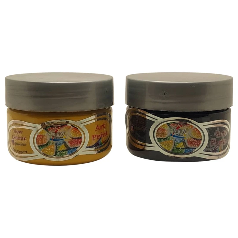 رنگ اکریلیک گل ماشی و مشکی نیوکالر مدل دی کالر وزن 200گرم مجموعه 2 عددی