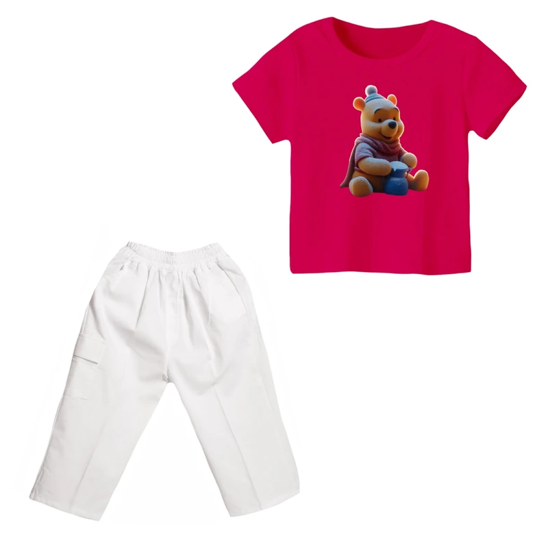 ست تی شرت و شلوارک دخترانه مدل پو کد ۵۳