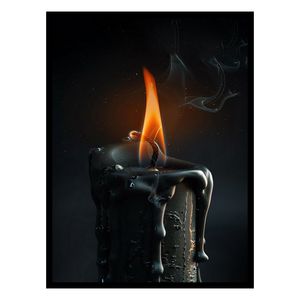 تابلو نوری بکلیت طرح دکوری هنری آتش و سوختن شمع مدل B-bu5995 فریم مشکی