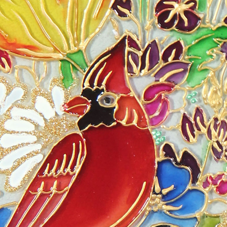 تابلو ویترای طرح گل و مرغ