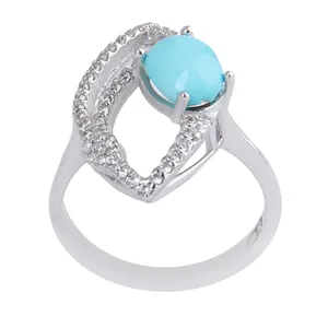 انگشتر نقره زنانه بازرگانی میلادی مدل سنگ فیروزه کد AWR_1017