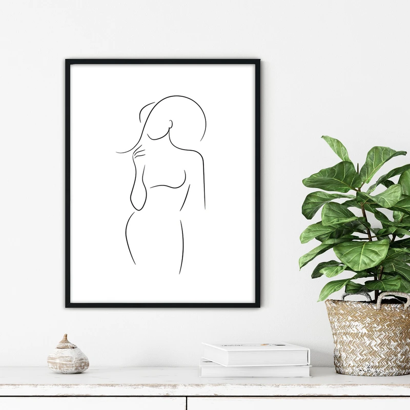 تابلو آتریسا طرح لاین آرت مدرن مدل ATFL159 فریم مشکی