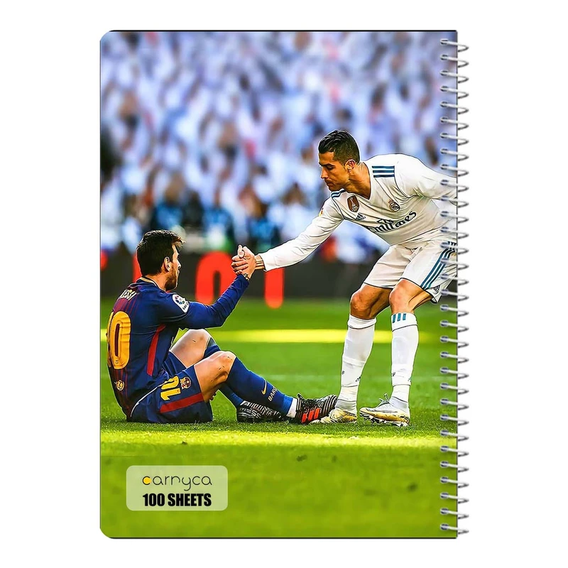 دفتر مشق 100 برگ سیمی کارنیکا طرح رونالدو و مسی Ronaldo & Messi کد 35230