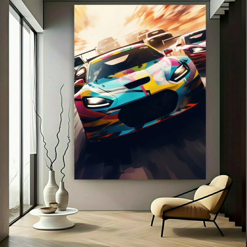 پوستر پارچه ای طرح ماشین مدل مسابقه ایی کد N199