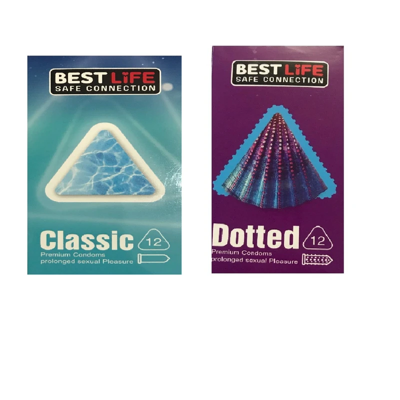 کاندوم بست لایف مدل Dotted بسته 12 عددی به همراه کاندوم بست لایف مدل Classic بسته 12 عددی