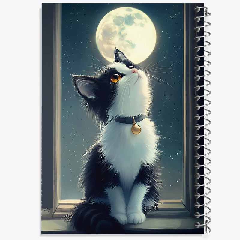 دفتر شطرنجی 50 برگ خندالو طرح گربه و ماه کد F7202